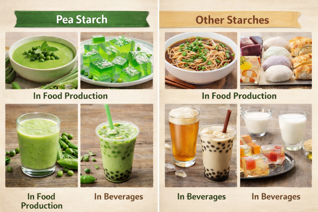 so sánh tinh bột đậu hà lan với tinh bột khác