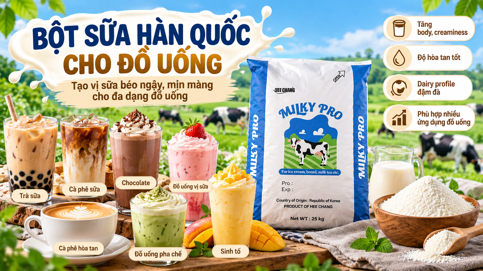 bột sữa hàn quốc cho đồ uống