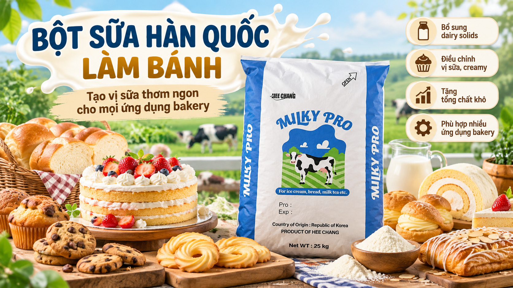 bột sữa hàn quốc làm bánh
